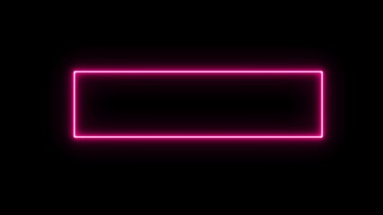Neon rectangle laser on black background. glowing rectangle shape abstract illustration screen background.