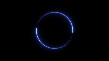 Neon circle glowing on black background. glowing circle illustration background.