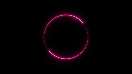 Neon circle glowing on black background. glowing circle illustration background.