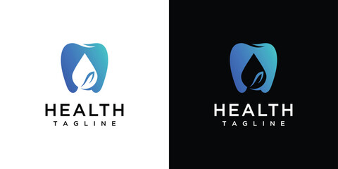 Tooth logo design. Inspiration for the tooth logo and natural leaf water.