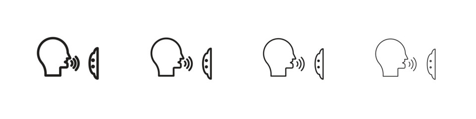 Voice control icon set, Illustration, Black