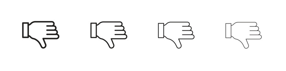 Thumb down icon set, Illustration, Black