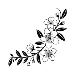 Elegant minimalist flower and leaf line art border design for decorative projects