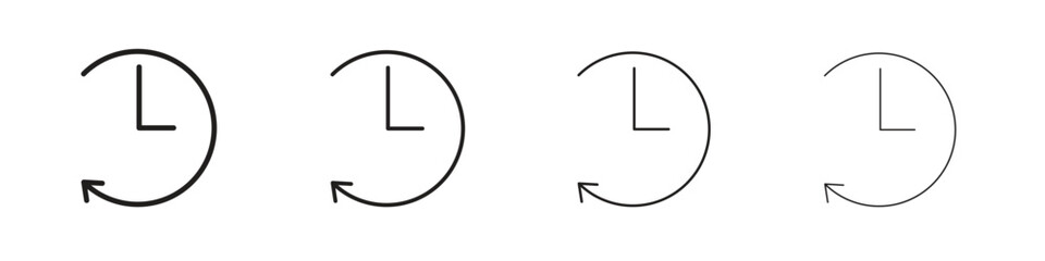 Past icon set, Illustration, Black