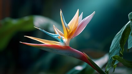 Vibrant Bird of Paradise Flower with Soft Focus Background Effects