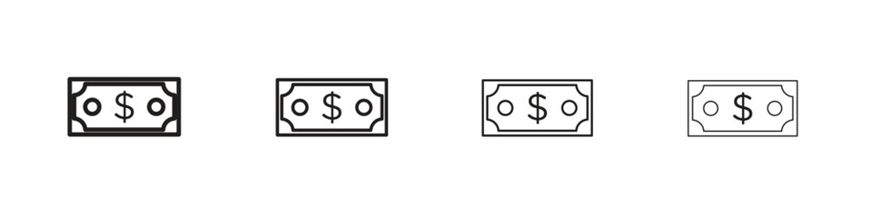 Money icon set, Illustration, Black