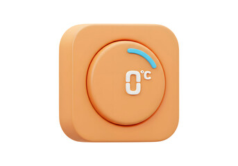 Smart Thermostat Icon in 3D Plastic – Transparent Cutout for Home Automation and IoT UI