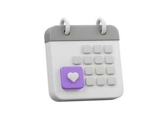 Therapy Appointment Calendar Icon – 3D Plastic Transparent Symbol for Digital Mental Health Scheduling