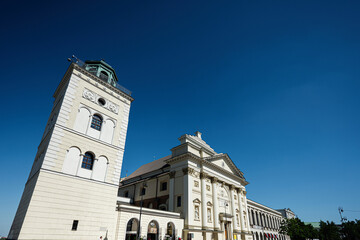 Elegant historic architecture St. Anne's Church in Warsaw Poland under a clear blue sky
