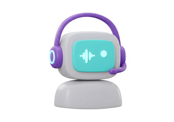 Virtual Chatbot Assistant Icon – 3D Plastic Transparent Symbol for AI Customer Support & Digital Help