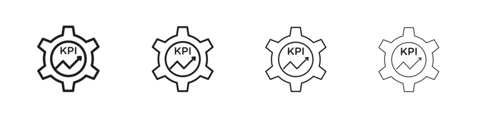 KPI icon set, Illustration, Black
