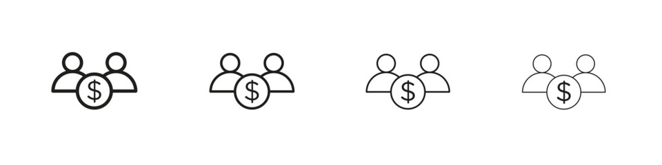 Joint account icon set, Illustration, Black.