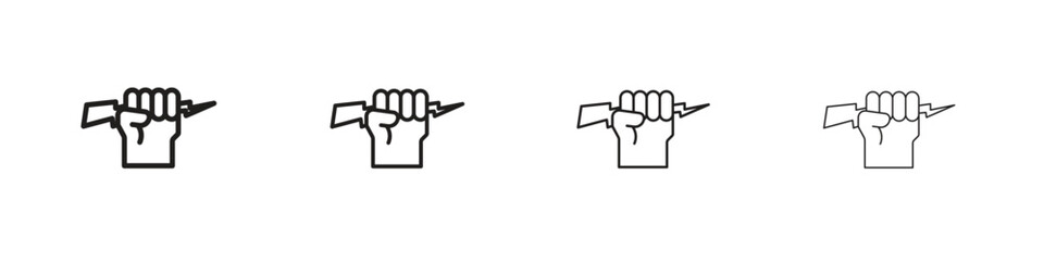 Hand with Power icon set, Illustration, Black