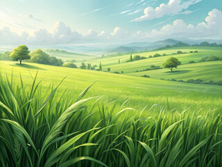 Green field and blue sky