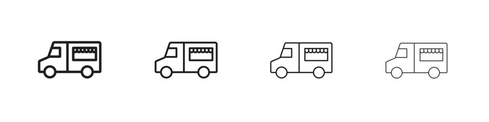 Food truck icon set, Illustration, Black