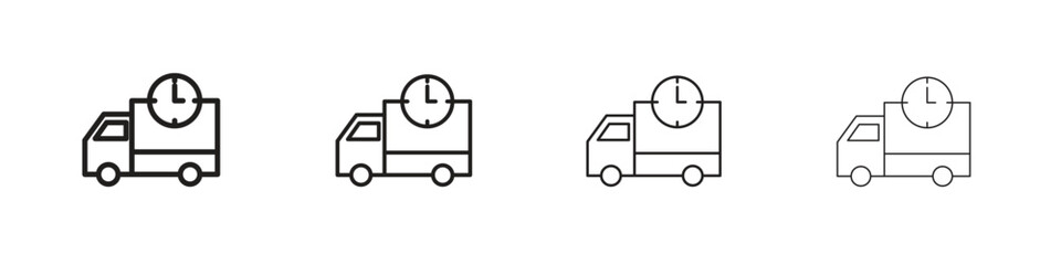 Delivery delay icon set, Illustration, Black
