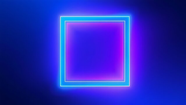 Futuristic composition of glowing geometric shapes in blue and purple gradients.