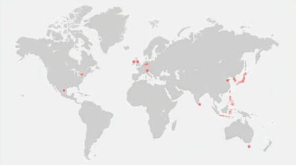 Obraz premium World map illustration with highlighted locations, showcasing global connections and travel opportunities, emphasizing diverse regions and cultural interactions across continents