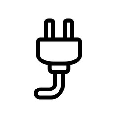 Obraz premium Line icon of a power plug with bent cable. Vector graphic. Energy. 
