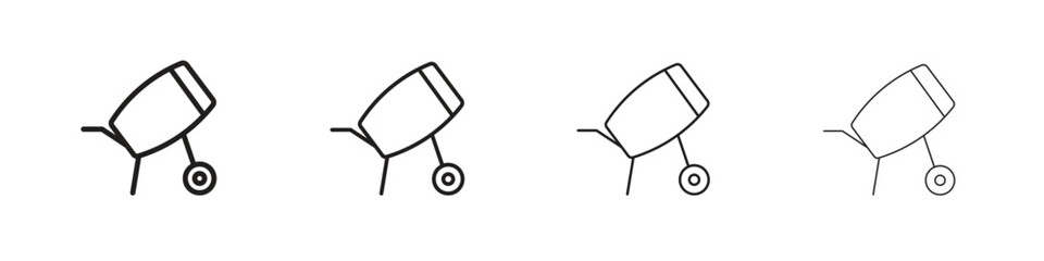 Cement mixer icon set, Illustration, Black