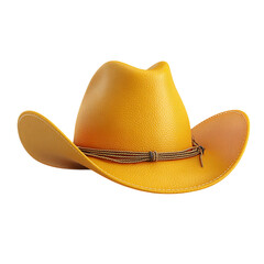 3d yellow leather cowboy one hat on transparent background