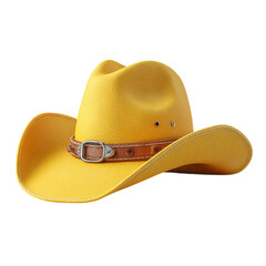 3d yellow leather cowboy one hat on transparent background