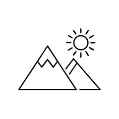 Sun and mountain icon representing nature and outdoor scenery