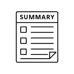 Summary sheet with bullet points icon for organization