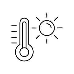 Sun icon with thermometer representing temperature measurement