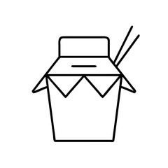 Takeout box with chopsticks icon in minimalistic style