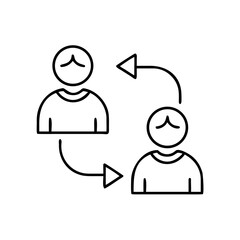 Tandem partners exchanging ideas in a vector icon style