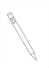 Cute Pencil Doodle with Smiling Face &mdash; Hand Drawn Outline Vector