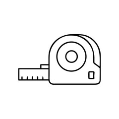 Extended tape measure icon in black outline style