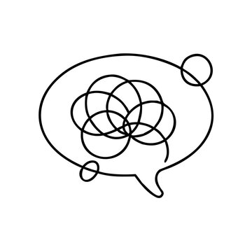 Tangled speech bubble icon representing confusion in communication
