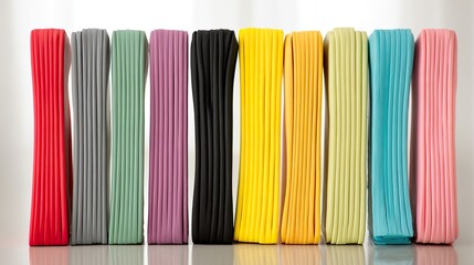 Elegant Floating Resistance Bands Over a Pure Minimalist Backdrop with a Clean, Modern Aesthetic