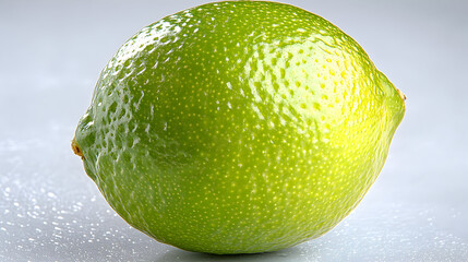 A single lime on a light gray surface.