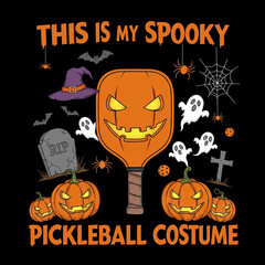 Halloween-themed pickleball costume design with spooky elements  