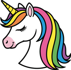 Cute cartoon unicorn head, perfect for children's designs.