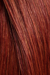 red hair, long glossy straight hair, macro hair texture