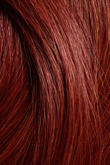 red hair, long glossy straight hair, macro hair texture