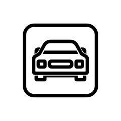 Obraz premium Front view icon of a car inside a rounded square frame. 4K. 