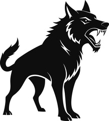 Aggressive Wolf Silhouette Logo – Fierce Wild Animal Vector Illustration