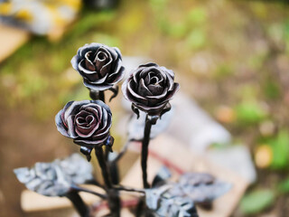 Fine metal rose bouquet made for bride with flower allergy. Excellent passion and romantic gift....