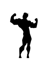 Silhouette of a Bodybuilder Flexing Muscles