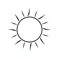 
Silhouette of sun, graphic black color outlines only