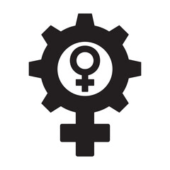 Obraz premium Black Gear With Female Symbol woman feminism