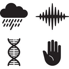 Fototapeta premium Graphic representation of weather cloud sound wave dna strand and hand on a white background design on transparent background