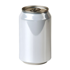 A metallic silver soda can with a blank label for branding isolated on transparent background