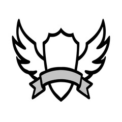 Obraz premium Winged shield emblem design vector illustration for logo or badge decoration