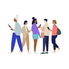 Fototapeta premium A group of person holding smartphone